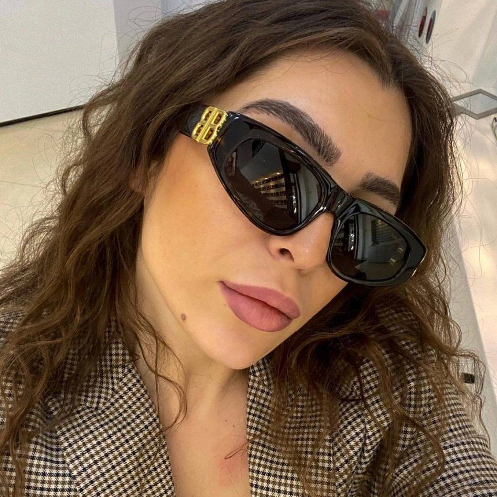 NEW Balenciaga BB0095S 002 Havana Brown Gold Green Cat Eye Unisex Sunglasses - Picture 6 of 14